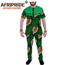 Chándal con estampado africano para hombre, Top corto y pantalones con estampado a juego, conjunto de 2 piezas, camisas de blusa Ankara de talla grande, informal, A2016023 2024 - compra barato