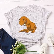 100% Cotton  S-5XL Women T-shirts Graphic Tees Female Shirts Summer Tops Dinosaur Printed Funny  T Shirt Tee Clothes 2024 - buy cheap