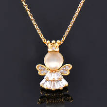 LEEKER Small Opal Angel Pendant Necklace For Women Cubic Zircon Stone Gold Silver Color Chain Women Wedding Accessories ZD1 LK2 2024 - buy cheap