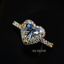Yanhui romântico presente de dia dos namorados 925 anéis de prata para as mulheres propor casamento banda coração zircônia cúbica joias da moda 2024 - compre barato