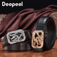 Deepeel-cinturón con hebillas lisas de lujo para hombre, correa de cuero de cocodrilo para manualidades, 1 unidad, 3,3x105-125cm 2024 - compra barato