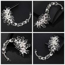 Bride Hair Band Headband White Polymer Clay Flowers Wedding Floral Women Jewelry Bride Headband Pearl Floral Jewelry 2024 - buy cheap