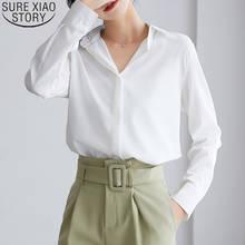 Camisa de gasa de manga larga para mujer, blusa sencilla de oficina, color blanco, a la moda, otoño, 2021, 11348 2024 - compra barato