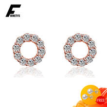 Charm Earrings Silver 925 Jewelry Round Zircon Gemstone Stud Earring Fashion Accessories for Women Wedding Engagement Party Gift 2024 - buy cheap