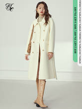 Женское винтажное пальто fansilzin, белое длинное пальто из 100% шерсти, с поясом, в стиле оверсайз 2024 - купить недорого