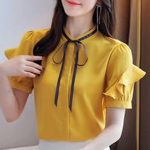 Women Blouses Blusas Mujer De Moda 2021 Blouse Women Short Sleeve Women Shirts Chiffon Blouse Shirt Women Tops Blusas Mujer D318 2024 - buy cheap