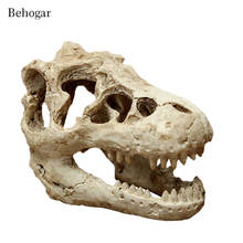 Behogar Resin Aquarium Fish Tank Landscape Simulation Dinosaur Head Bone Terrarium Reptile Skull Decoration Hide Cave House 2024 - buy cheap