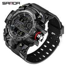 Sanda новые мужские часы, черные спортивные часы, цифровой светодиодный водонепроницаемый 3ATM военные часы S Shock мужские часы relogios masculino 2024 - купить недорого