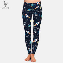 LETSFIND-Leggings con estampado 3D de cohete espacial y planetas para mujer, mallas elásticas de cintura alta para Fitness, talla grande, novedad 2024 - compra barato