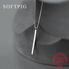 SOFTPIG Real 925 Sterling Silver MInimalist Stick Pendant Choker Necklace For Fashion Women Party Fine Jewelry Cute Accessories 2024 - buy cheap