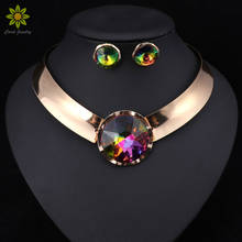 6 cores conjuntos de jóias femininas na moda colar brincos colar de instrução para festa de casamento moda 2020 venda direta 2024 - compre barato