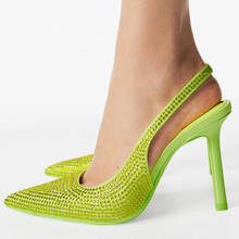 Sandalias cómodas para mujer, zapatos de tacón bajo, con lazo, banda elástica, puntiagudas, color amarillo, 2021 2024 - compra barato