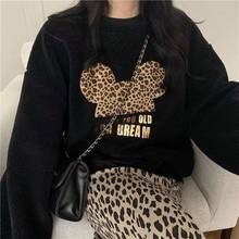 Spring Women Fleece Hoodies Cartoon Print Sweatshirt Warm Thick Lambswool Loose Top Harajuku Vintage Oversized Teens Pullover 2024 - buy cheap