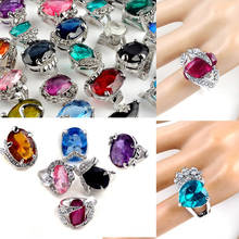 PINKSEE Wholesale Lots 5pcs Big Natural Stone Sliver P Rings For Women Men Wedding Party Fashion Jewelry 2024 - buy cheap