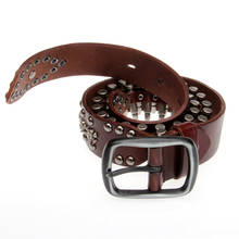 Cinturón Punk de Metal con diseño de bala para hombre, cinturón de cuero genuino de vaca, estilo Rock, de alta calidad, Unisex 2024 - compra barato