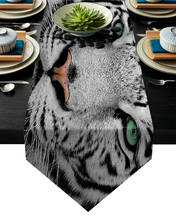 White Tiger Face Green Eyes Tablecloths Decoration Holidays Vintage Wedding Long Table Runner Picnic Dinner Dining Table Place 2024 - buy cheap