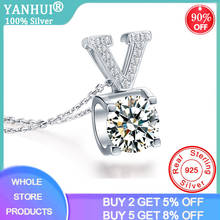 YANHUI Tibetan Silver S925 Geometric V-shape Choker AAA Zircon Fashion Pendant Necklace for Women Wedding Jewelry Gift 2024 - buy cheap