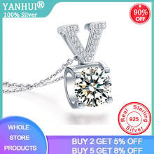 YANHUI-Colgante de Plata de Ley 925 para mujer, Gargantilla geométrica en forma de V, AAA, circonita, platino, PT950, collar para mujer, joyería fina de boda 2024 - compra barato