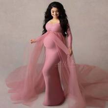 Maternity Tulle Long Dresses Baby Shower Cotton Dress Stretchy Pregnancy Photography Dress with Cape Long Evening Dress 2024 - buy cheap