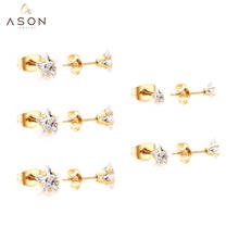 ASONSTEEL Trendy 5Pairs/lot Size 3mm-7mm Star Cubic Zirconia Earrings Stainless Steel Anti-allergy Earring for Women Jewelry 2024 - buy cheap