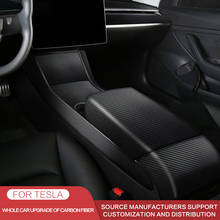 For Tesla Model 3 2017 2018 2019 2020 Dashboard Decorative Strip Armrest Box Air Outlet Central Control Carbon Fiber Sticker 2024 - buy cheap