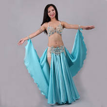 Professional Belly Dancing Costumes Set Performance Diamond 2PCS Bra Skirt Oriental Beads Costume Belly Dance Dress C/D Cup 2024 - buy cheap