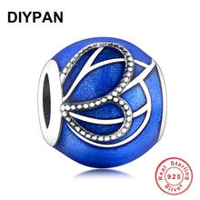 Berloque para pulseiras pandora, berloque original para mulheres em prata esterlina 925 com borboleta azul 2024 - compre barato