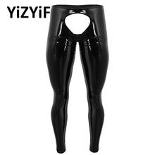 Mens Lingerie Pants Shiny Patent Leather Exotic Pants Open Back and Open Pouch Tights Leggings Trousers Hot Sexy for Male 2024 - buy cheap