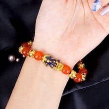 Pixiu-pulsera termocrómica para mujer y niña, brazalete de hilo de ópalo de Buda, trae buena suerte, riqueza Feng Shui Pixiu, cadena para muñeca 2024 - compra barato