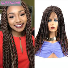 Brown Box Braid Lace Front Wig 18 '' Box Braided Lace Wig for Black Women Ombre Synthetic Box Braids with Baby Hair Cosplay Wigs 2024 - buy cheap