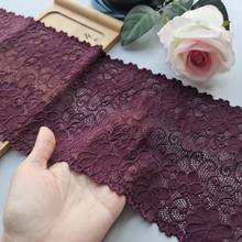 2meter 17cm High Quality Embroidery Trim Wine Red /Pink Lace Fabric Elastic Lace Encrypted X513 2024 - buy cheap