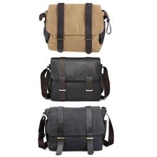 Bolsa de ombro de lona para homens, casual, de alta capacidade, para laptop, bolsa mensageiro, vintage, bolsa crossbody para viagem, acampamento 2024 - compre barato