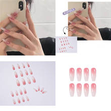 Cola para unhas falsas, 24 pçs, branco, rosa, longa, cobertura completa, arte de unha, ferramentas para manicure, diy 2024 - compre barato