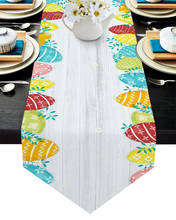 Camino de mesa con margaritas para decoración del hogar, manteles modernos con bordes de huevos de Pascua, decoración de fiesta 2024 - compra barato