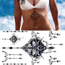 Waterproof Temporary Tattoo Sticker flower Diamond necklace  Fake Tatoo Flash Tatto Breast Chest Back tattoos For Women Girl men 2024 - buy cheap