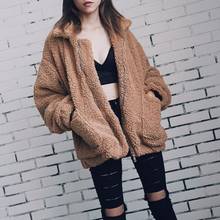 Dropshipping Elegant Faux Fur Coat Women Autumn Winter Warm Soft Zipper Fur Jacket Plush Overcoat Pocket Casual Teddy Outwear 2024 - buy cheap
