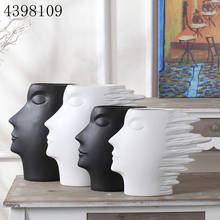Nordic Style Abstract and Simple Black-and-white Porcelain Head Model Vase Art Vase Decorative Vase Sitting Room Soft Decoration 2024 - buy cheap