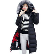 Dropshipping 2019 Winter Women Hooded Coat Fur Collar Thicken Warm Long Jacket Plus Outerwear Parka Ladies Chaqueta Feminino 2024 - buy cheap