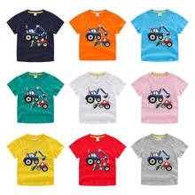 Хлопковая футболка для мальчиков, детские рубашки, футболка с короткими рукавами и принтом машинки для маленьких мальчиков, летние футболки для малышей, повседневные топы 2024 - купить недорого