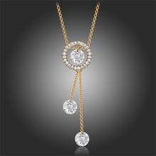 Yellow Gold Color Round Circle Cluster Crystal Chain Colar Choker Necklaces & Pendants Girls Kids Childrens Jewelry Bijoux 2024 - buy cheap