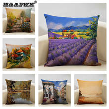 3D Oil Painting Beautiful Italy Venice Mediterranean Scenery Home Decorative Pillow Flowers Ocean Landscape Cushion Cover Cases 2024 - buy cheap