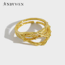 ANDYWEN-Anillos ajustables de Plata de Ley 925 para mujer, joyería Irregular Simple de lujo para boda, estilo Rock Punk, 2021 2024 - compra barato