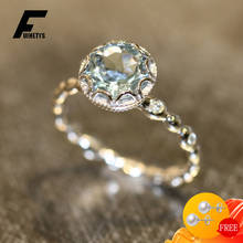 Fashion Charm Ring 925 Silver Jewelry Round Shape Zircon Gemstone Ornaments Finger Rings for Women Wedding Engagement Party Gift 2024 - buy cheap