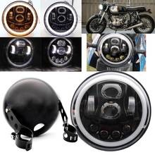 7.5 Inch Motorcycle LED Headlight Universal Motor 7inch Round Black Headlamp for Harley Cafe Racer Bobber Honda Bmw R-Nine-T 2024 - buy cheap