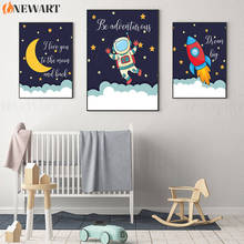 Decoração para berçário de bebês, decoração para quarto de crianças, pintura de parede, astronauta, espaço espacial, imagem de foguete para quarto de meninos e meninas 2024 - compre barato