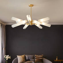 Lustre americano de cobre para sala de estar, e14, cobertura de vidro fosco, haste de iluminação, luminárias pendentes 2024 - compre barato