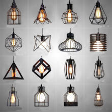 Nordic LED Pendant Lights Retro Industrial Style Coffee Restaurant Personality Bar Iron Cage Art Hanging Line Lamp Decoration 2024 - buy cheap