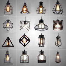 Nordic luzes pingente led retro estilo industrial café restaurante personalidade barra de ferro gaiola arte pendurado linha lâmpada decoração 2024 - compre barato