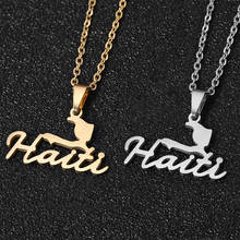 Fashion HAITI Map Flag Pendant Necklace for Women Men Gold/Silver Color Party Engagement Annivers Stainless Steel Jewelry Gifts 2024 - buy cheap