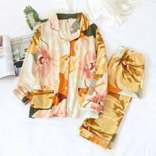 Spring Long Sleeve Floral Printed Pajamas Women Plus Size Homewear Suit Female 2 Pieces Sleepwear Set Summer Thin Nightwear 2022 2024 - buy cheap